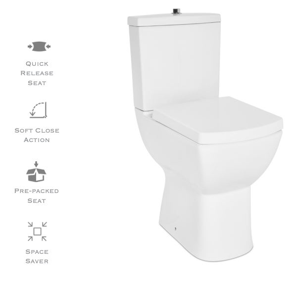 Quattro Comfort Height Pan & Cistern + Soft Close Seat
